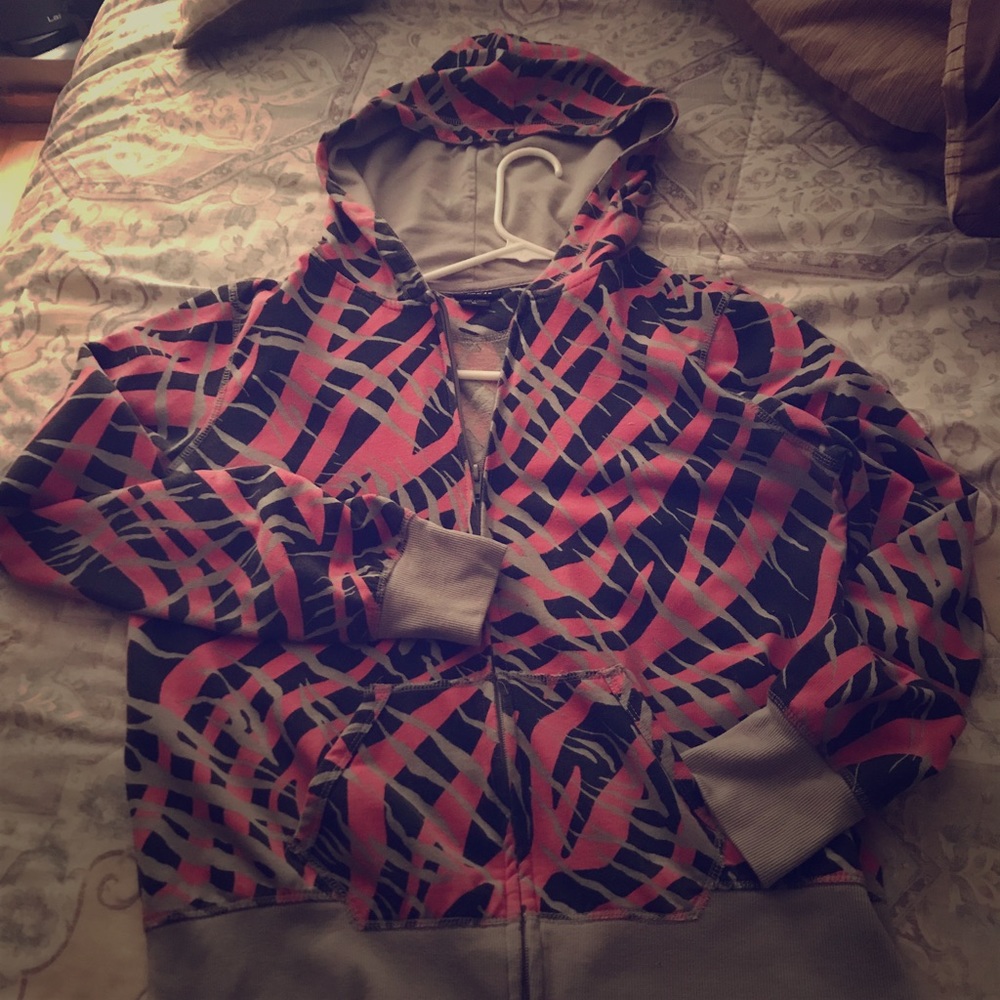 Zebra striped zip up hoodie